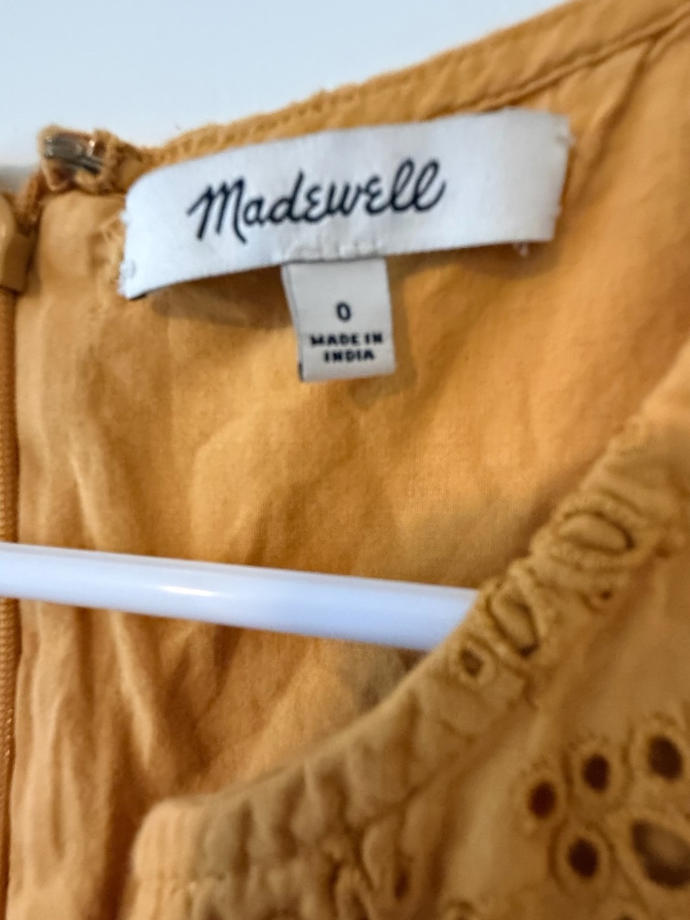 Madewell Mustard Yellow Eyelet Lace Dress V-Neck Short Sleeve Sun Dress Cotton❤️ - Picture 4 of 12